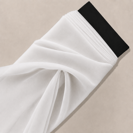 White Solid Poly Georgette Fabric — design 1121A19G-SBGP/DS-58, Clothwala