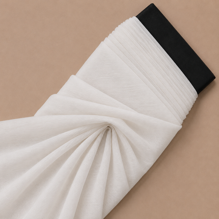White Solid Poly Chiffon Fabric — design 1182FSC-PBSRSM/DS-131, Clothwala