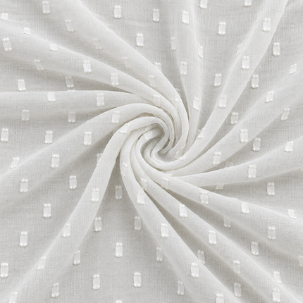 White & White Solid Chiffon Swiss Dot Fabric — design 045CBF-RSSC/DS-575, Clothwala