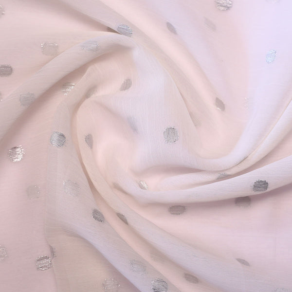 CHIFFON SILVER SWIZZDOT/ BUTTI WHITE COLOR