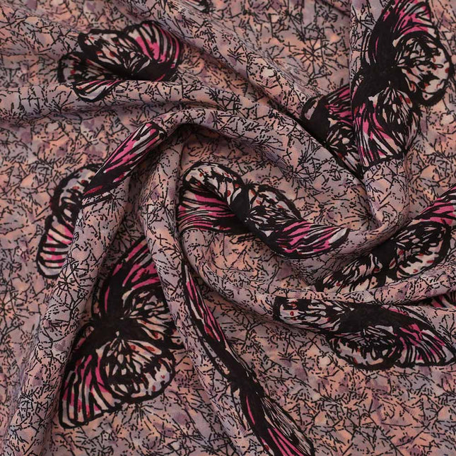 GEORGETTE BLACK BUTTERFLY PRINT