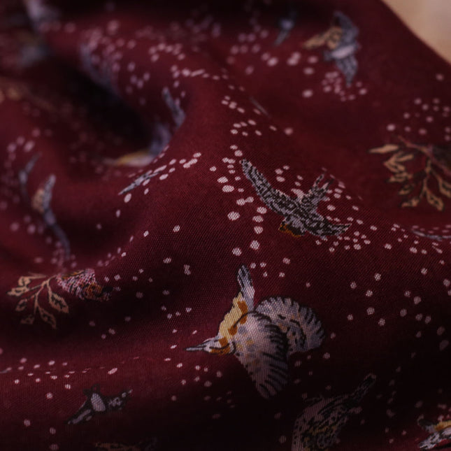 POLY CHINA COTTON BLEND DARK BROWN PRINTED