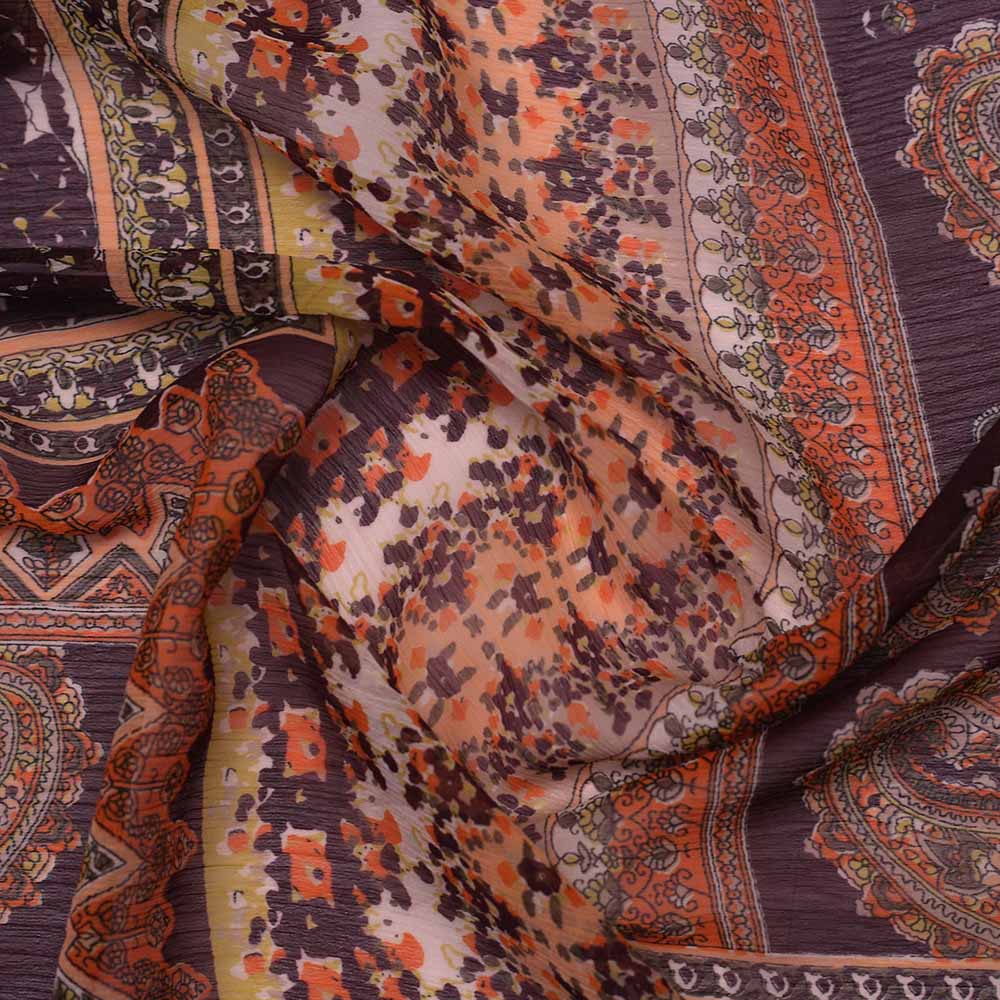 CHIFFON BROWN PAISLEY PRINT - Buy Chiffon Fabric Wholesale Online India | Clothwala
