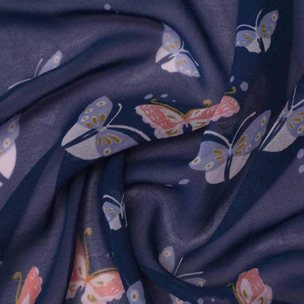 GEORGETTE BLUE BUTTERFLY PRINT