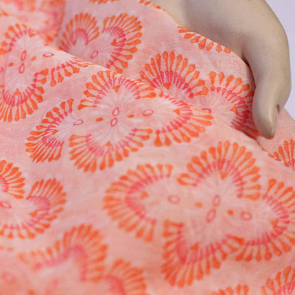 CHIFFON WHITE AND PINK ORANGE PRINT