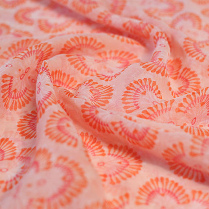 CHIFFON WHITE AND PINK ORANGE PRINT
