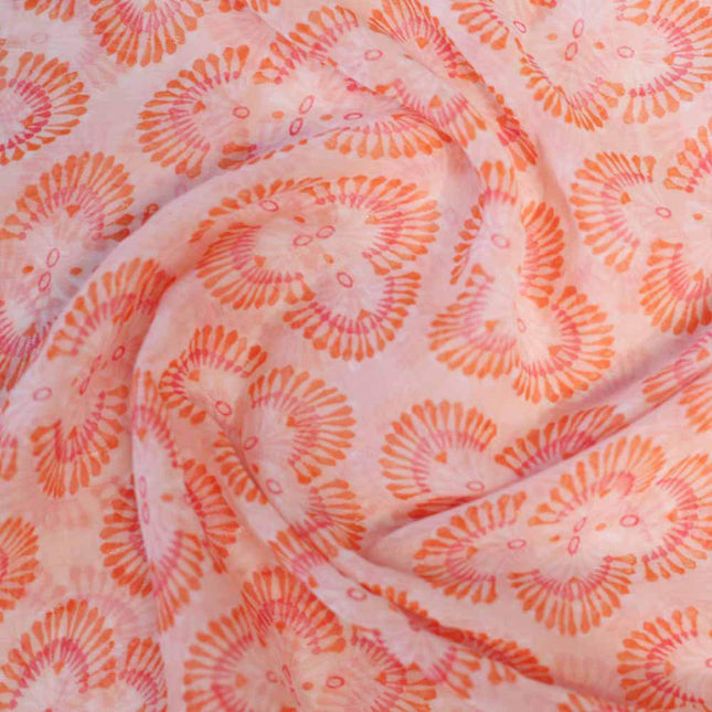 CHIFFON WHITE AND PINK ORANGE PRINT