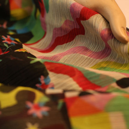 CHIFFON BLACK MULTI STAR PRINT