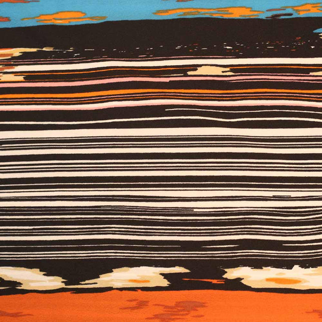 SOFT FEEL POLY CREPE ZEBRA BLACK ORANGE PRINT