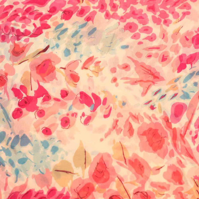 GEORGETTE PINK WHITE FLOWER  PRINT