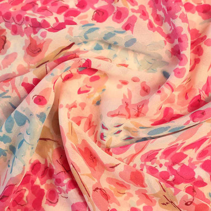 GEORGETTE PINK WHITE FLOWER  PRINT