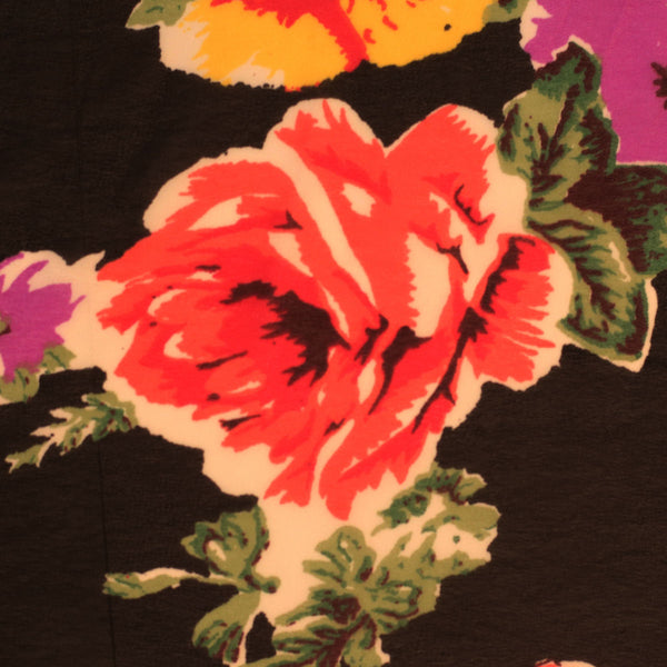 GEORGETTE BLACK BIG BUNCH FLOWER PRINT