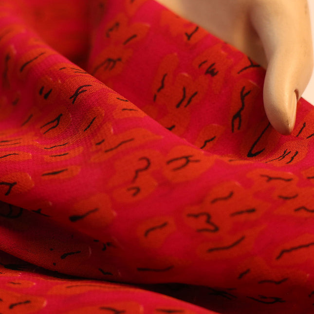 GEORGETTE RED ANIMAL PRINT