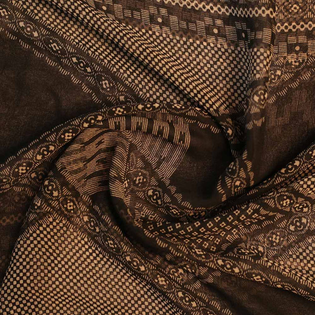 GEORGETTE BLACK CHECK STRIP PRINT