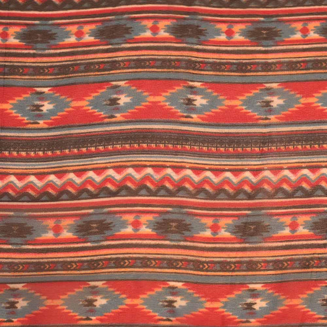 GEORGETTE BLUE ORANGE IKAT PRINT