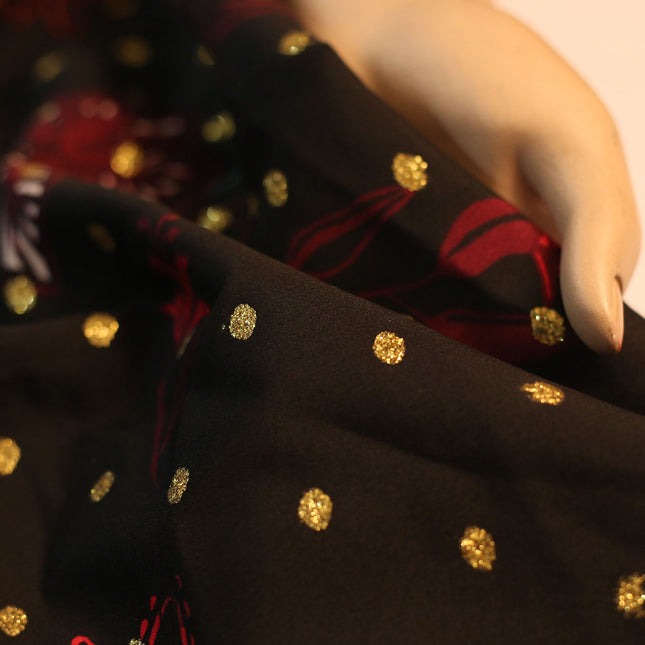 SOFT CREPE GLITTER BLACK PRINT