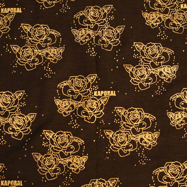POLY CHIFFON GOLD FOIL FLOWER PRINT | BLACK COLOR