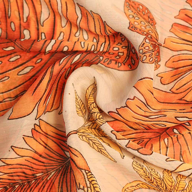 CHIFFON TAN LEAF PRINT