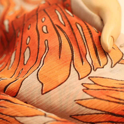CHIFFON TAN LEAF PRINT