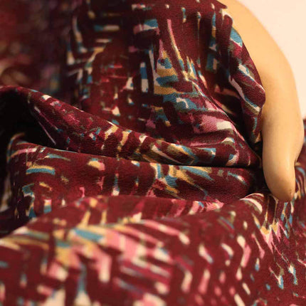 SOFT FEEL POLY CREPE  DARK ABSTRACT  PRINT