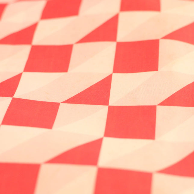 PINK WHITE CHECK SCUBA PRINTED FABRIC