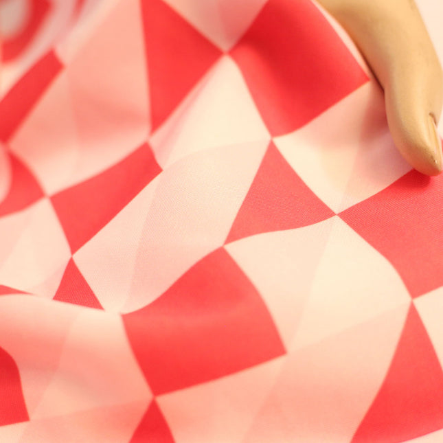 PINK WHITE CHECK SCUBA PRINTED FABRIC