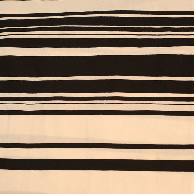 SOFT FEEL POLY CREPE  BLACK WHITE STRIP  PRINT
