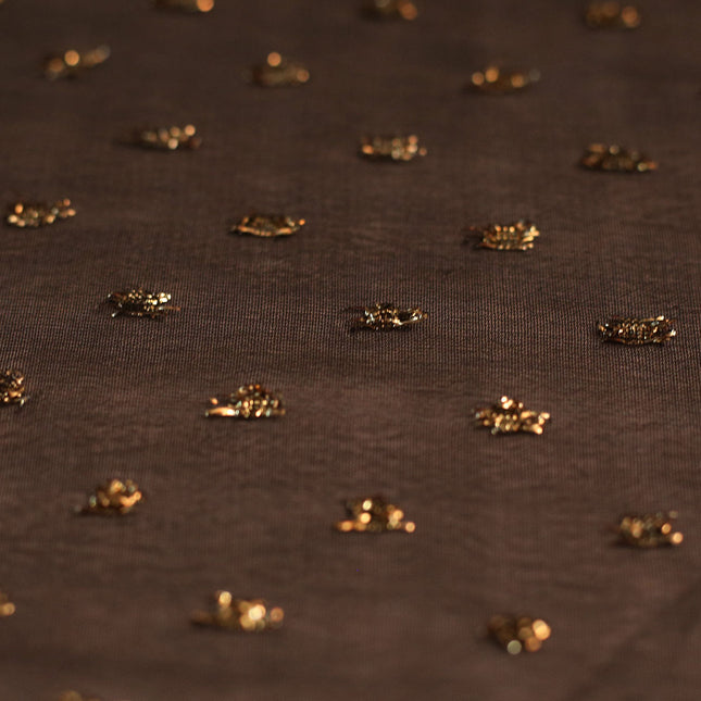 POLY GEORGETTE GOLDEN LUREX SWIZ DOT BLACK COLOR