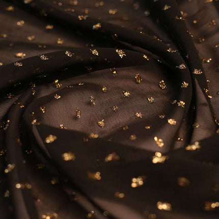 POLY GEORGETTE GOLDEN LUREX SWIZ DOT BLACK COLOR