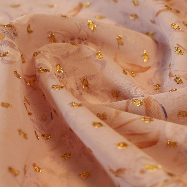 POLY GEOGRETTE LUREX SWIZDOT WHITE FLOWER PRINT