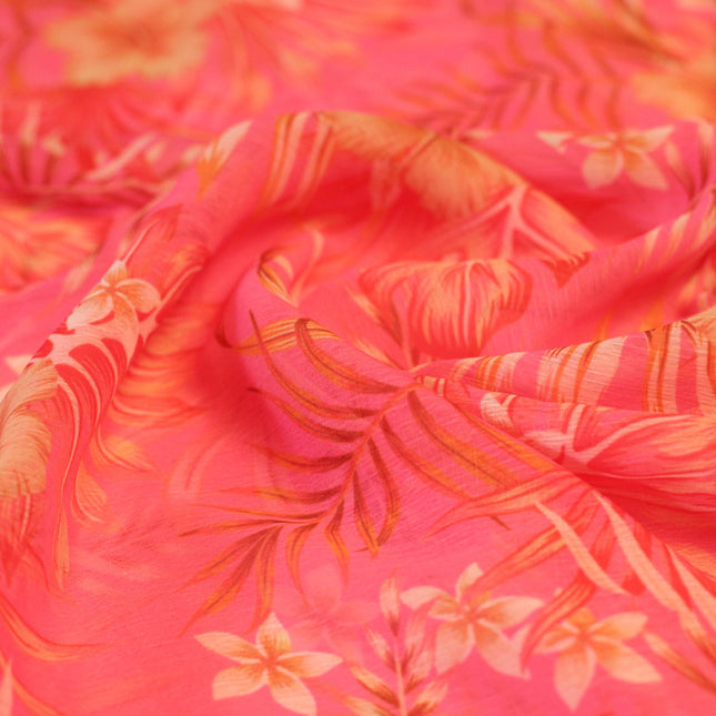CHIFFON PINK FLOWER LEAF PRINT