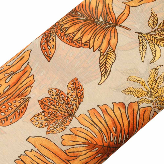 CHIFFON TAN LEAF PRINT
