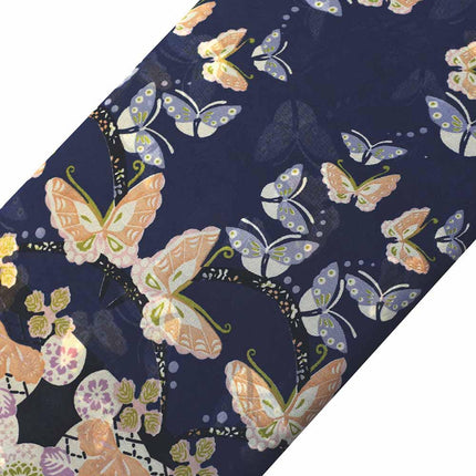 GEORGETTE BLUE BUTTERFLY PRINT