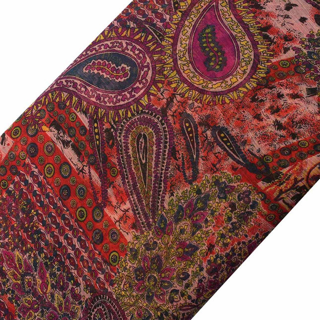 CHIFFON RED PAISLEY PRINT