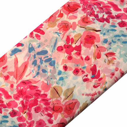 GEORGETTE PINK WHITE FLOWER  PRINT