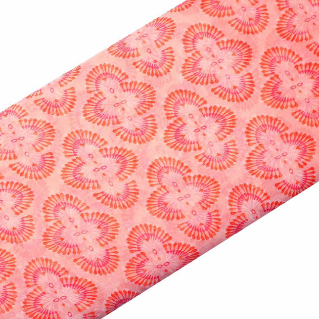 CHIFFON WHITE AND PINK ORANGE PRINT