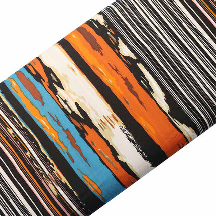 SOFT FEEL POLY CREPE ZEBRA BLACK ORANGE PRINT