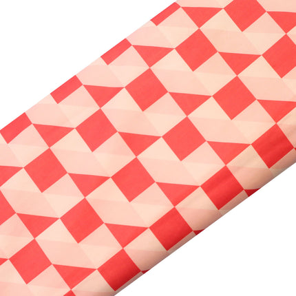 PINK WHITE CHECK SCUBA PRINTED FABRIC