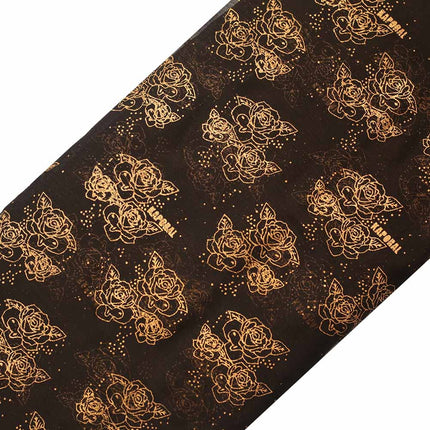 POLY CHIFFON GOLD FOIL FLOWER PRINT | BLACK COLOR