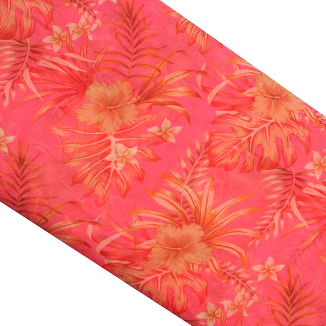 CHIFFON PINK FLOWER LEAF PRINT