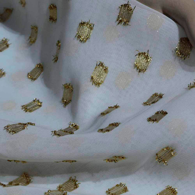SLIVER GOLD LUREX SWIZ DOT OFF WHITE COLOR
