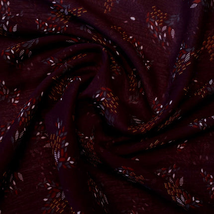 POLY CHIFFON BROWN FLOWER PRINTED FABRIC