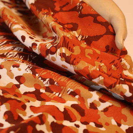 POLY FRENCH CREPE ORGANGE ABSTRACT PRINT