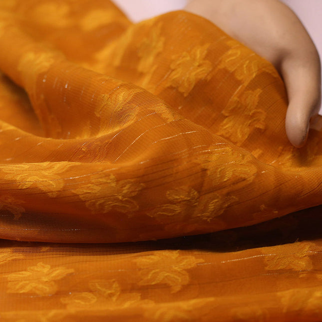 POLY CHIFFON JACQUARD LUREX  YELLOW FABRIC