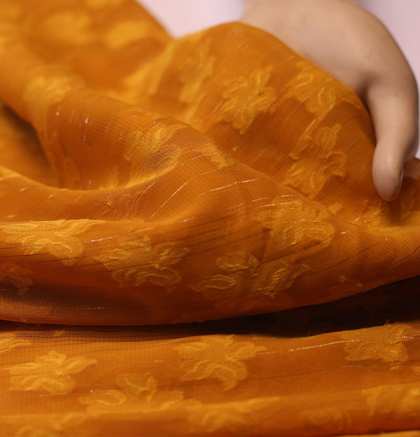 POLY CHIFFON JACQUARD LUREX  YELLOW FABRIC
