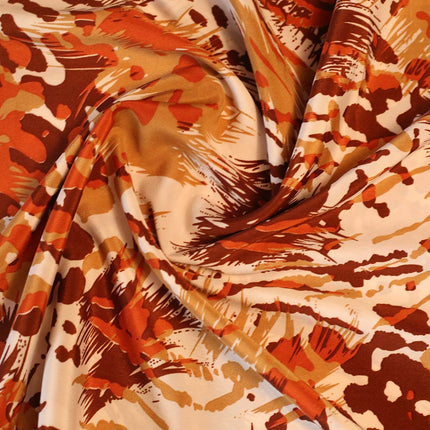 POLY FRENCH CREPE ORGANGE ABSTRACT PRINT