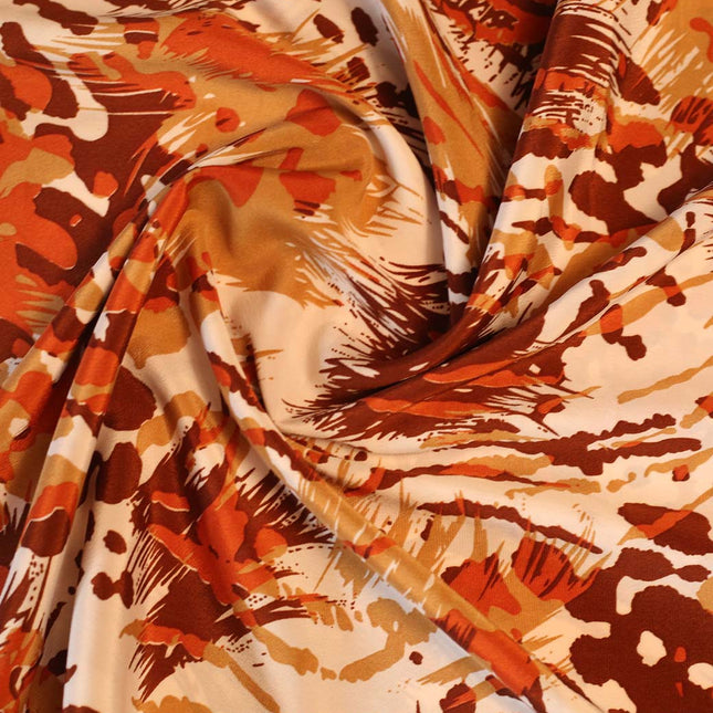 POLY FRENCH CREPE ORGANGE ABSTRACT PRINT