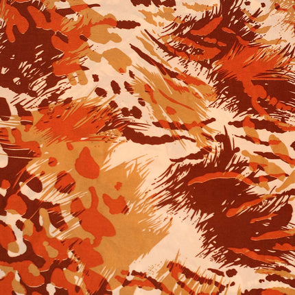 POLY FRENCH CREPE ORGANGE ABSTRACT PRINT