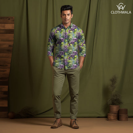 Innovative Nature-inspired Sea Anemone Swirls Soft Crepe Printed Fabric