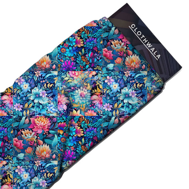 Latest Midnight Floral - Enchanted Evening Bloom Waltz Soft Crepe Printed Fabric